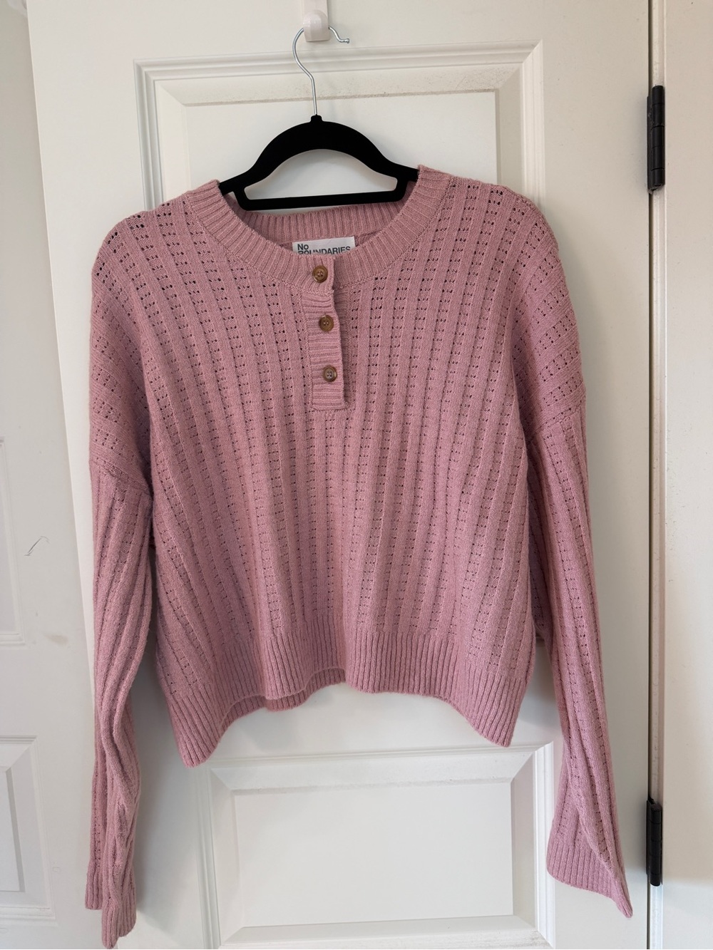 No Boundaries Dusty Pink Ribbed Button-Front Sweater